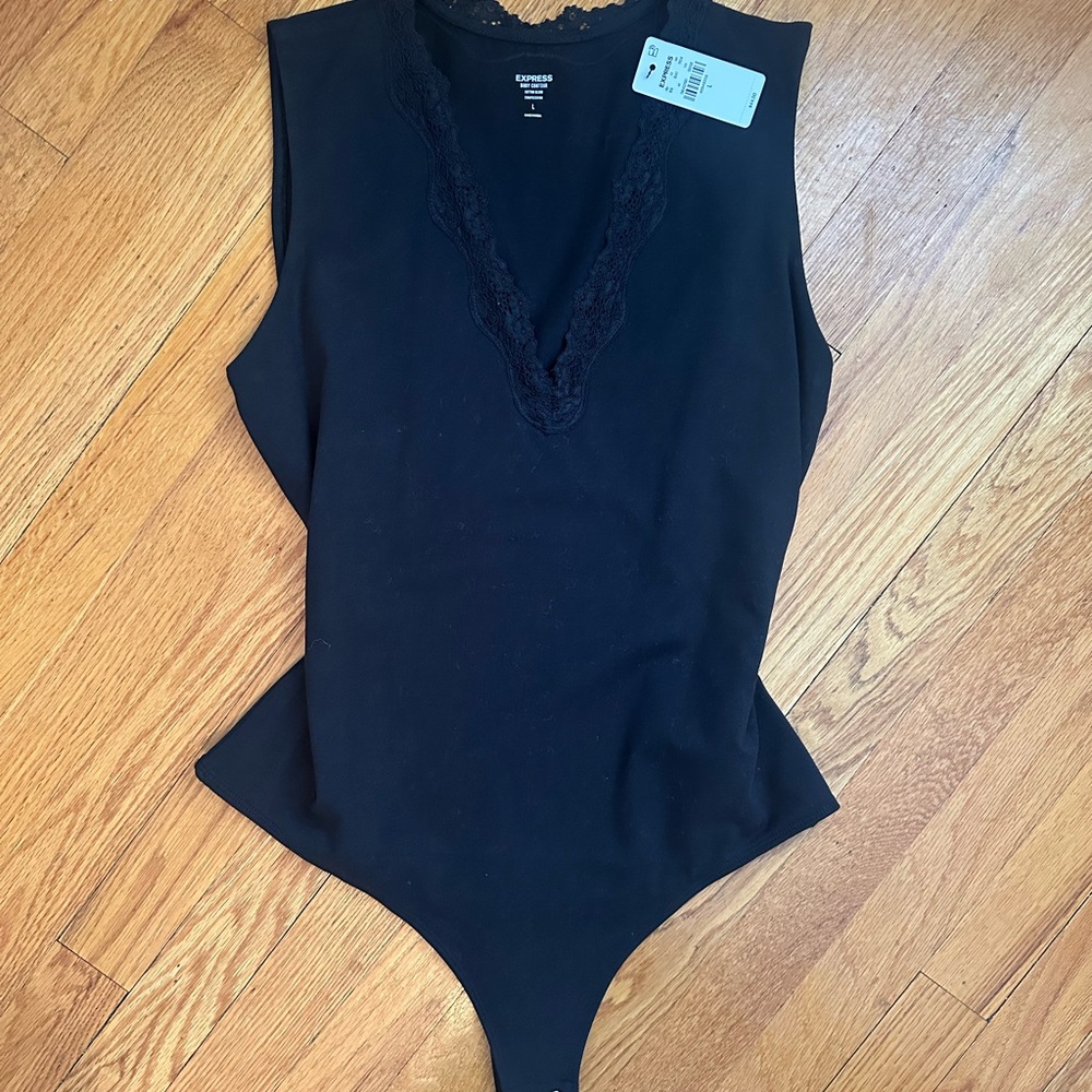 Express Black Lace Detail Top